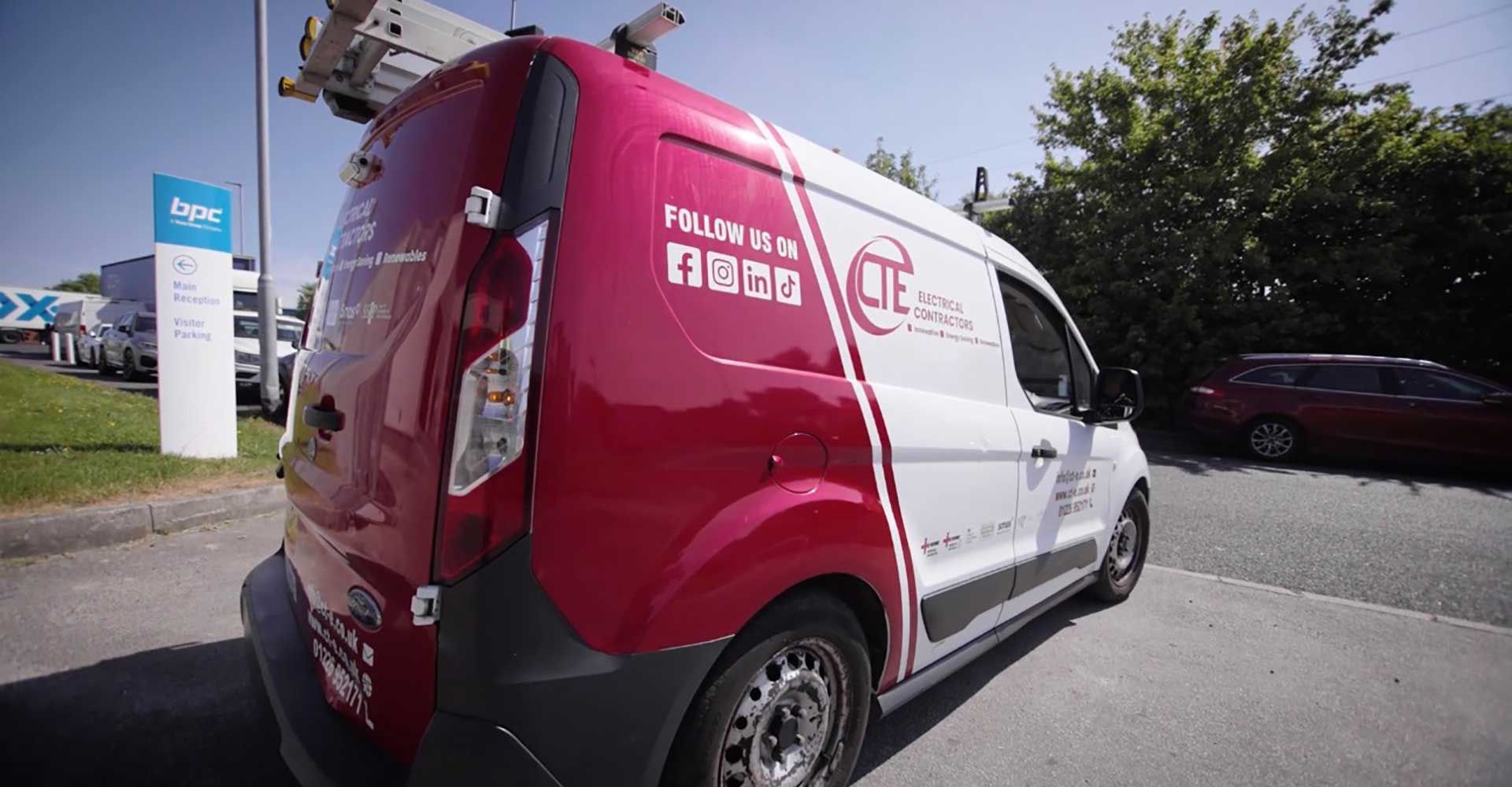 A CTE Electrical Contractors van on its way to provide more expert electrical services across Yorkshire.