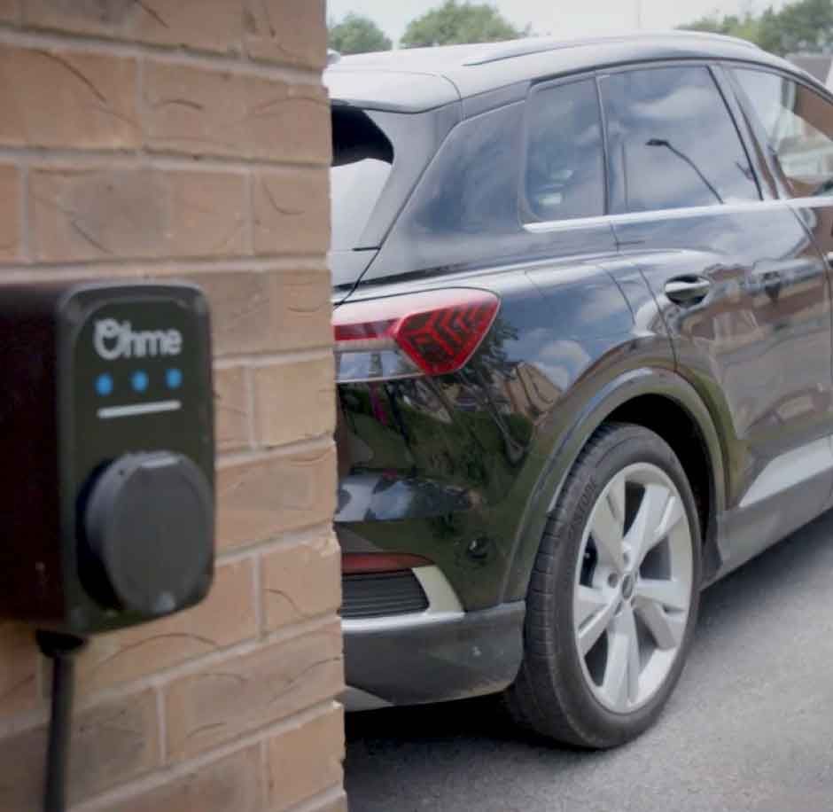 A domestic EV Charging point installed by CTE Electrical Contractors at a house in Barnsley, South Yorkshire